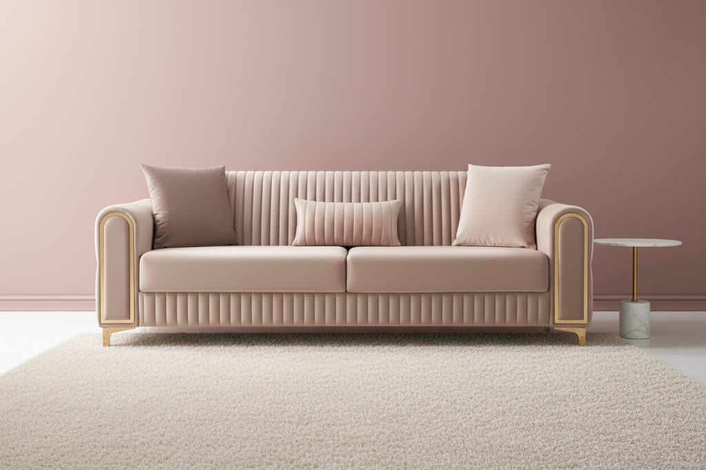 Luxe Channel Tufted Velvet Sofa
