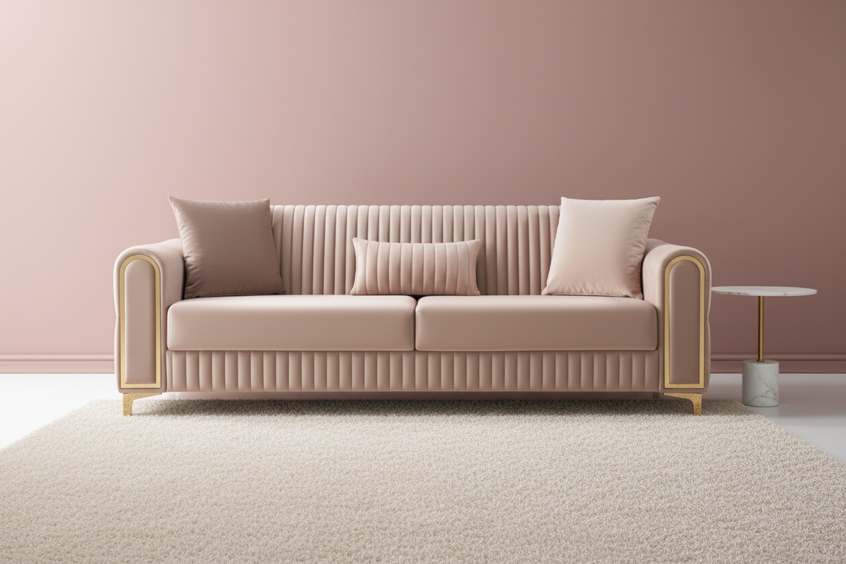Luxe Channel Tufted Velvet Sofa