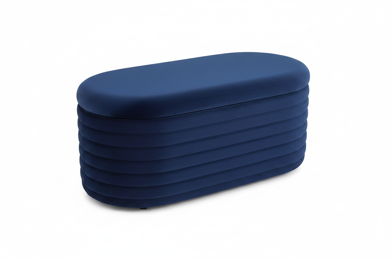 Oval Ribbed Storage Blanket Box