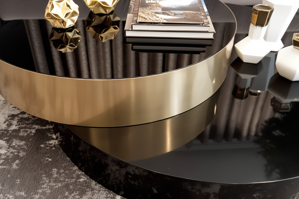 Eclipse Dual Circle Coffee Table - side angle moody