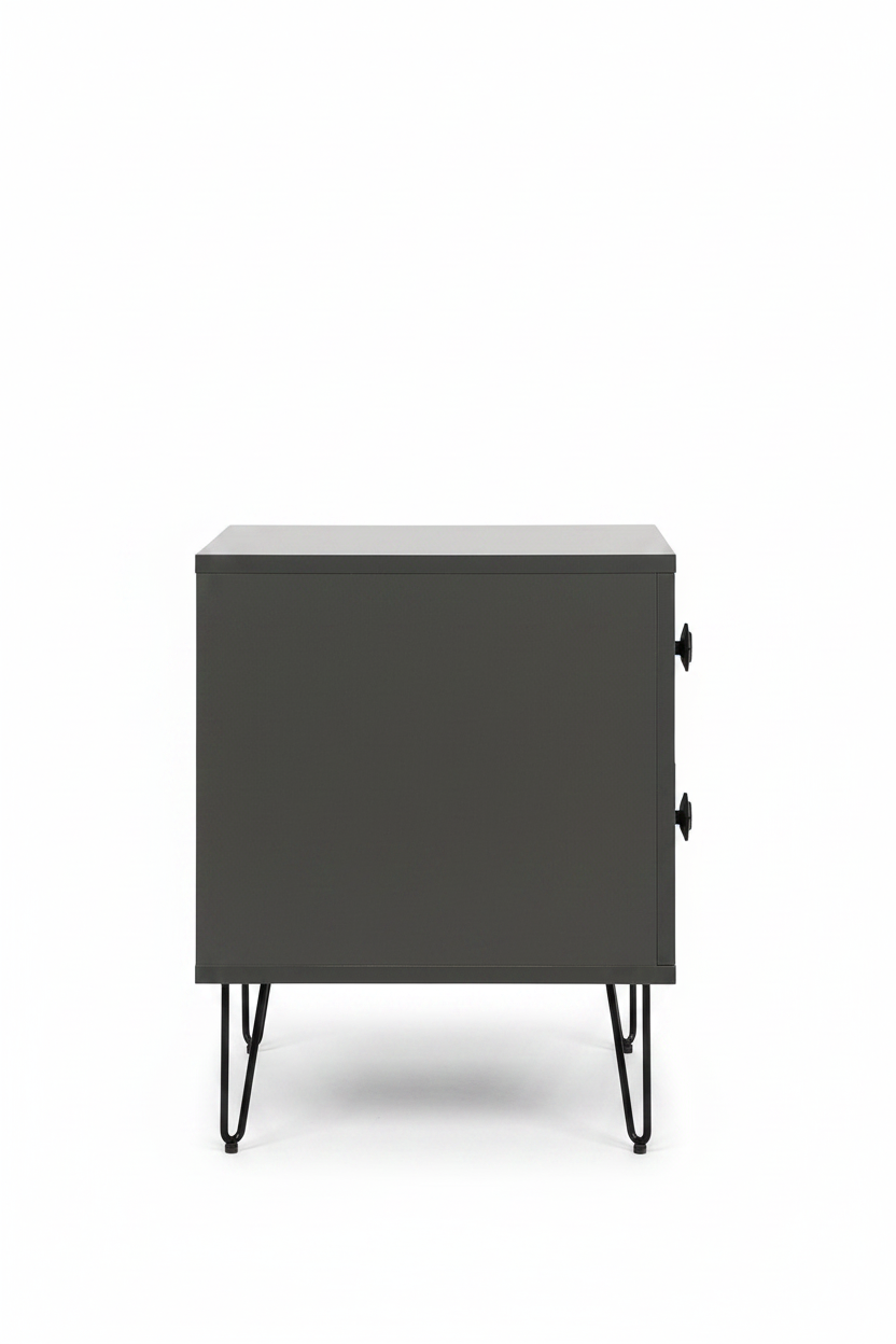 Nordic X-Pattern Bedside Table - side profile view