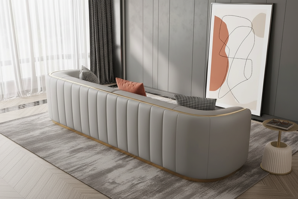 Head Leather Sofa - Rear three-quarter view