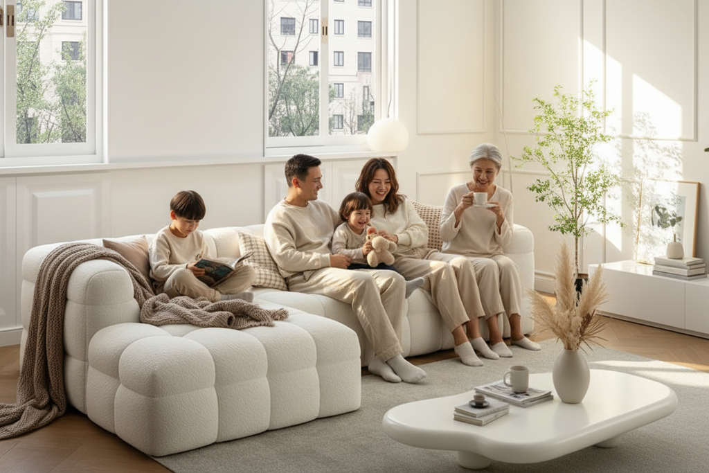 Cloud Bubble Grid Sectional - family lifestyle