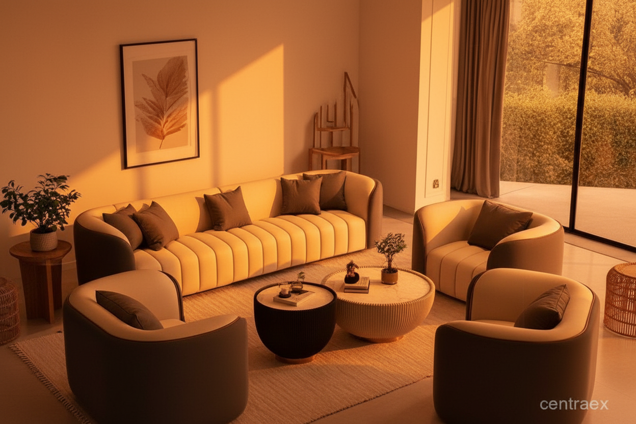 Side angle view, warm earthy tones and golden hour lighting