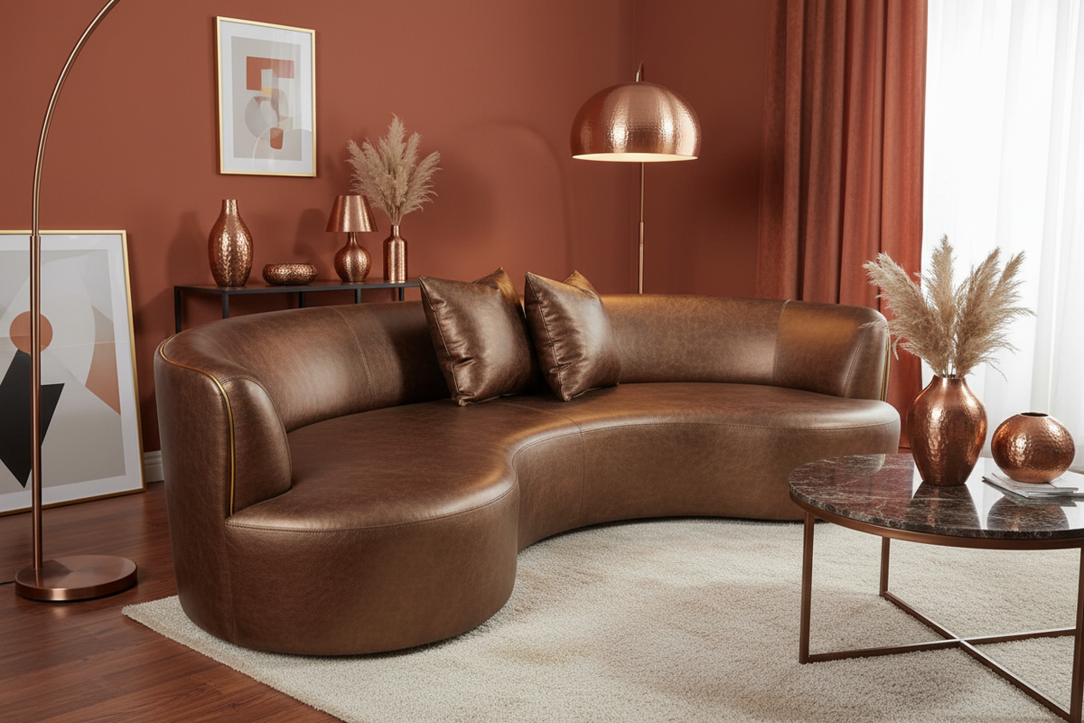 Head Leather Five-Seater Sofa