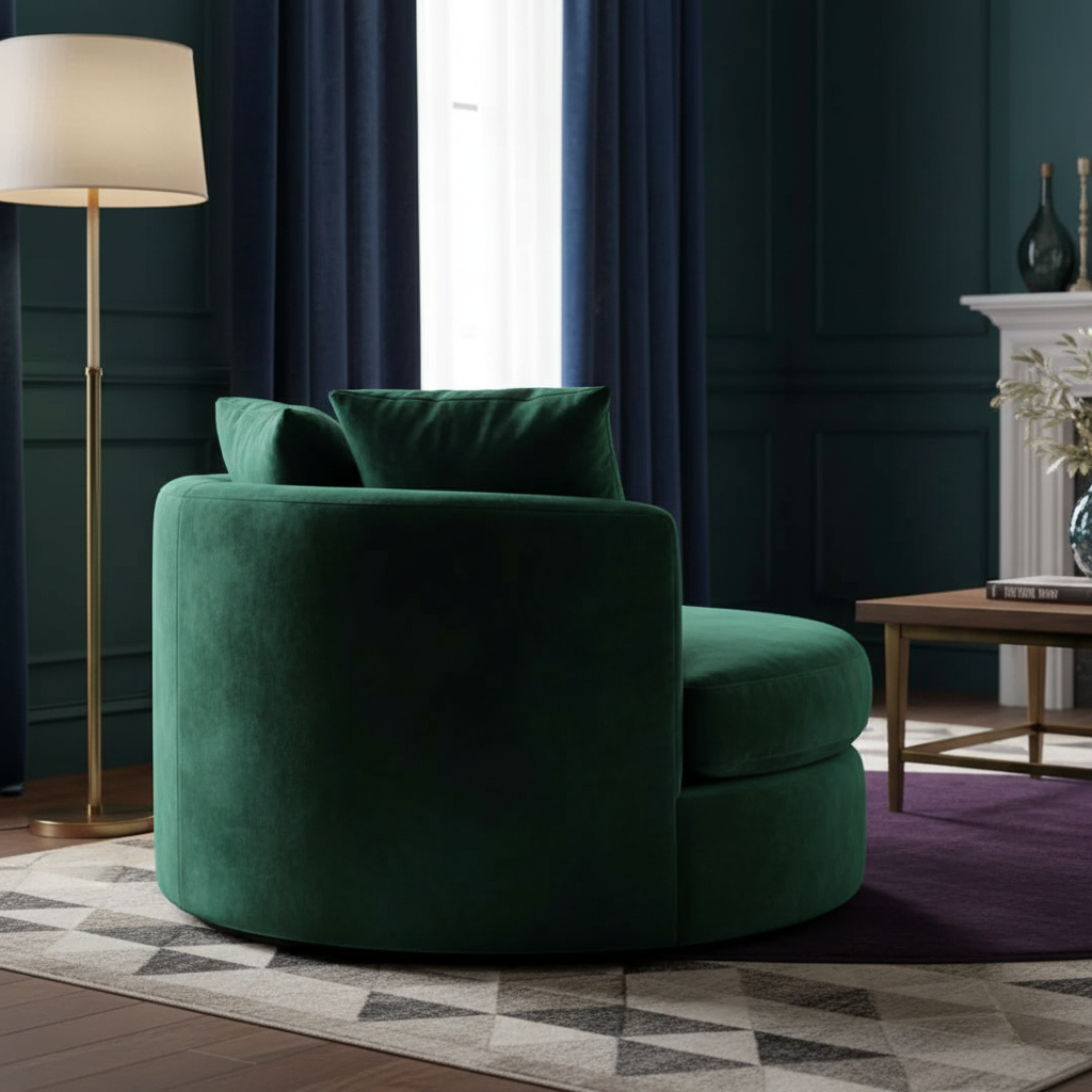 Round Barrel Swivel Accent Chair