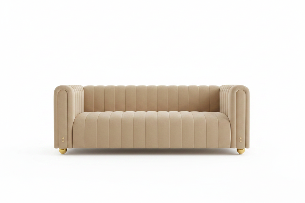 Channel Tufted Velvet Sofa