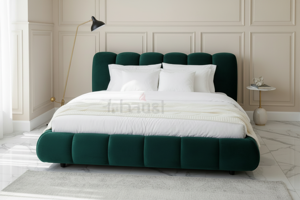Puffy Channel-Tufted Storage Bed