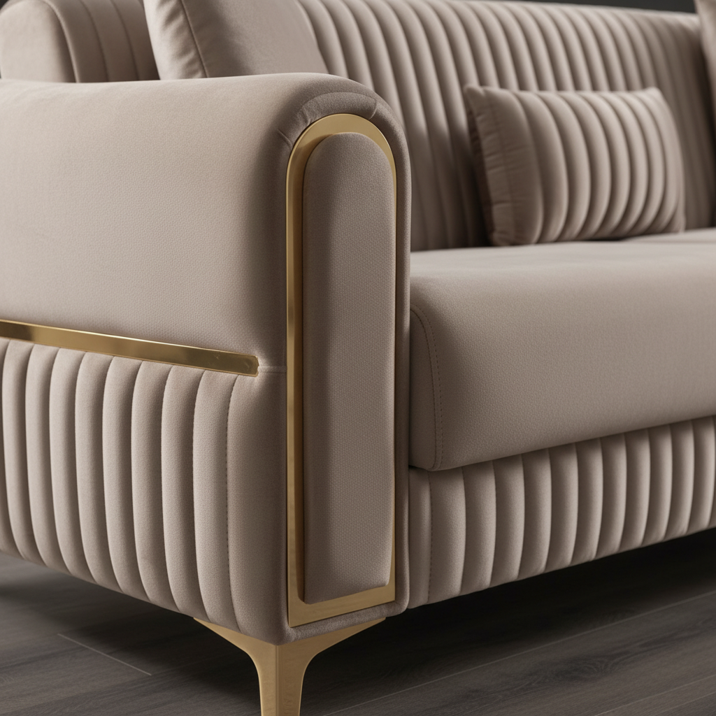 Luxe Channel Tufted Velvet Sofa