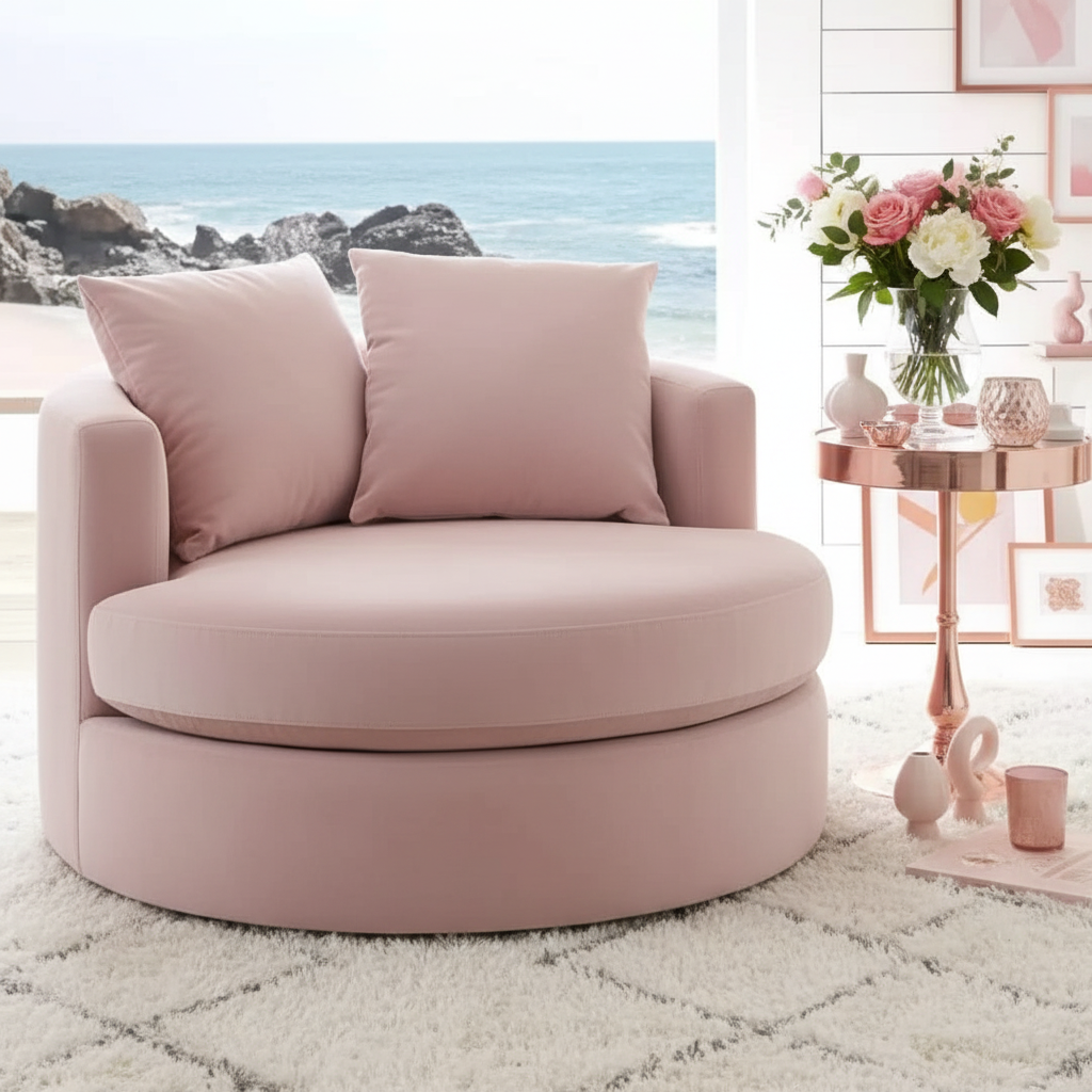 Round Barrel Swivel Accent Chair