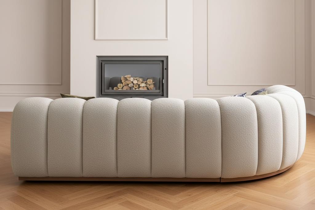 Marlow Bouclé Round Corner Sectional Sofa - full back view