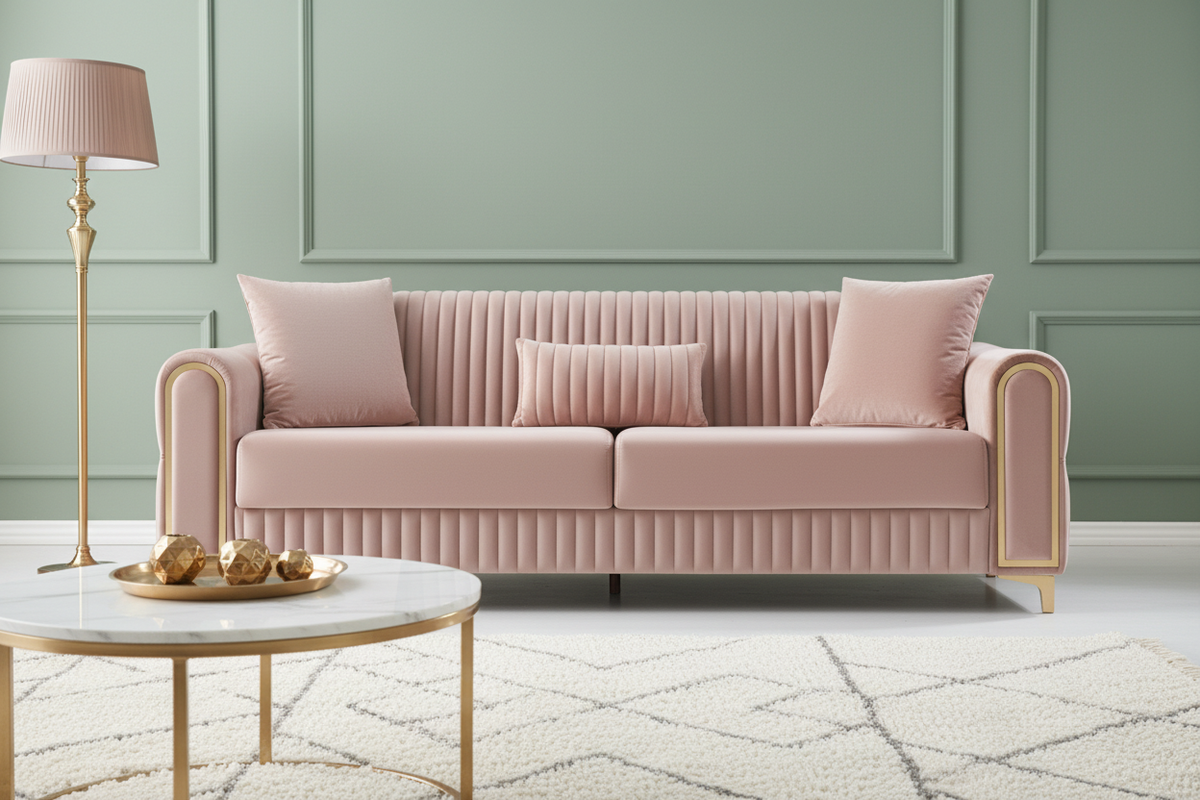 Luxe Channel Tufted Velvet Sofa