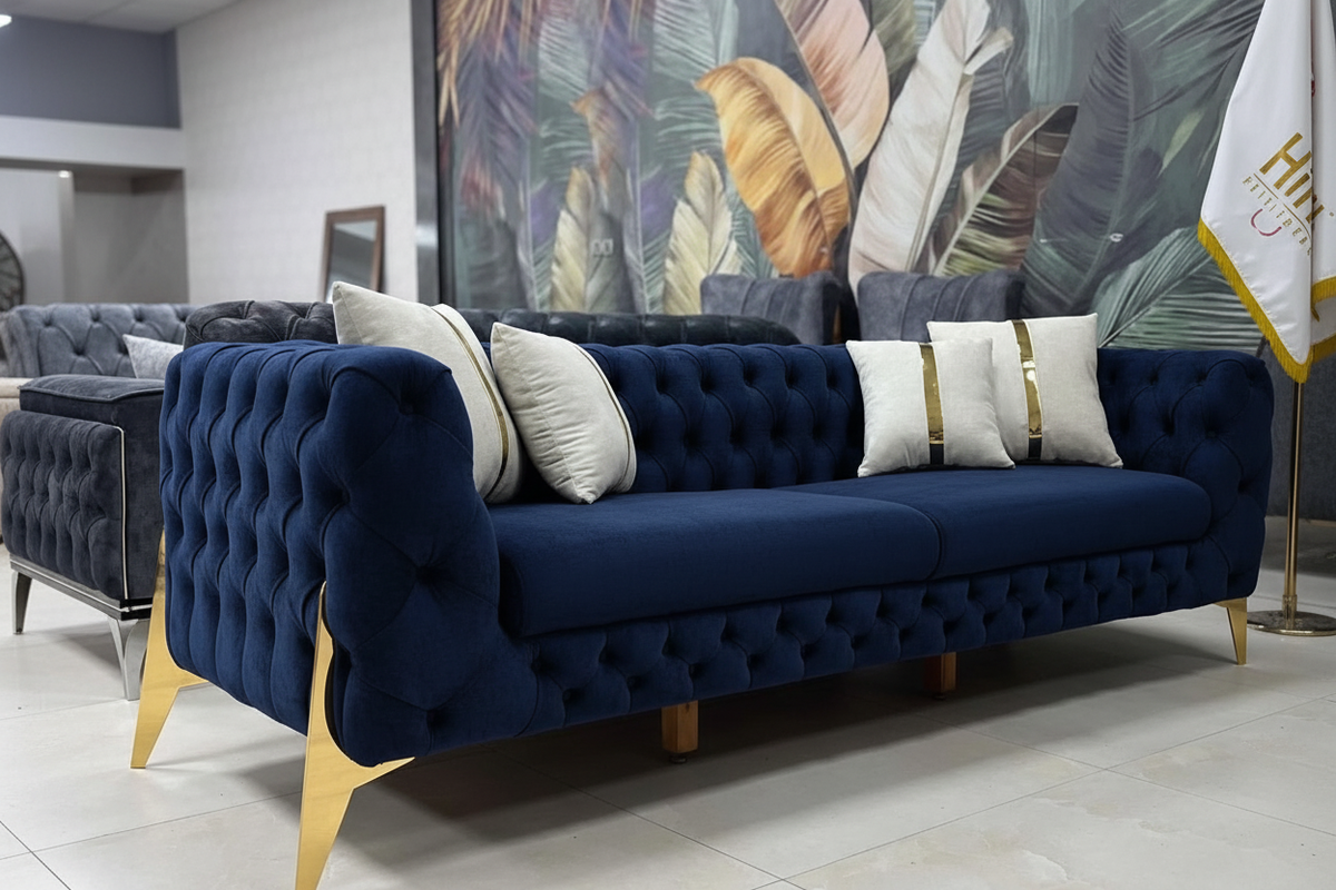 Chesterfield Luxury Sofa – Velvet & Leather