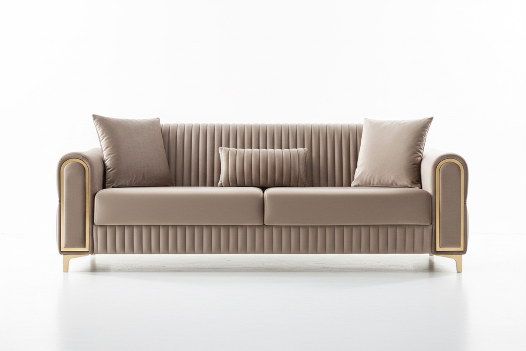 Luxe Channel Tufted Velvet Sofa