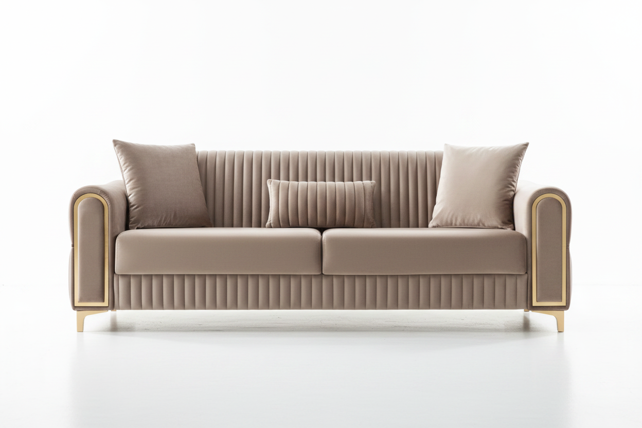 Luxe Channel Tufted Velvet Sofa