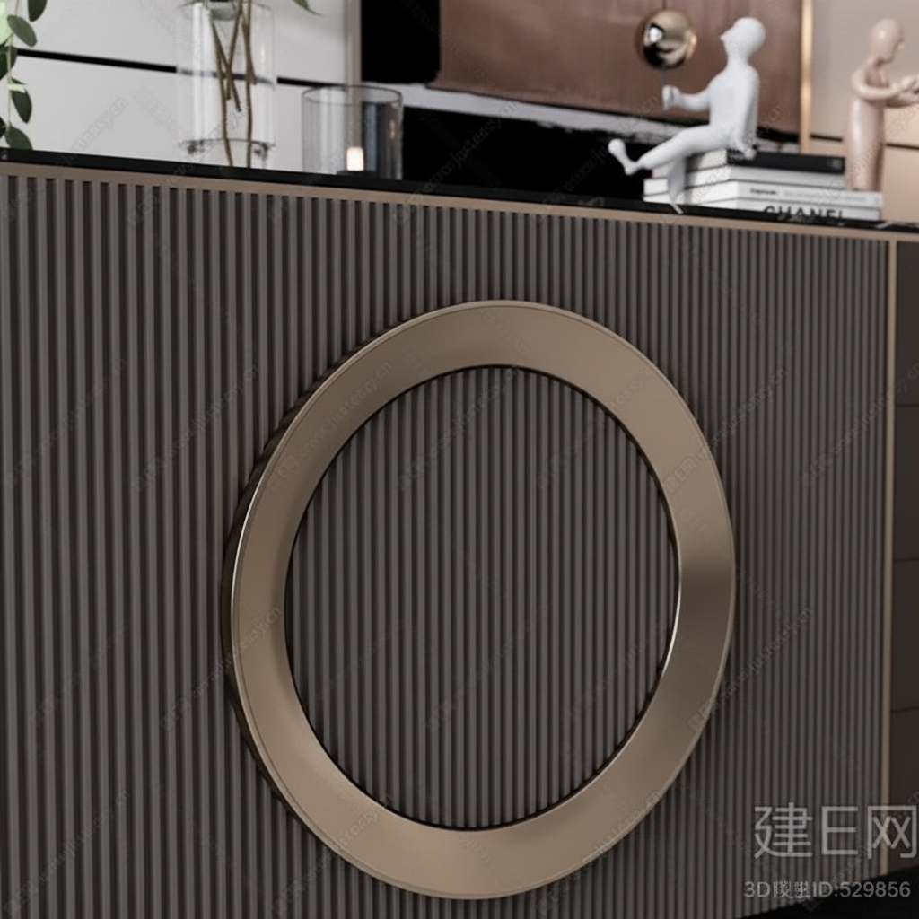 Orbis Ribbed Sideboard - Gold Handle Detail