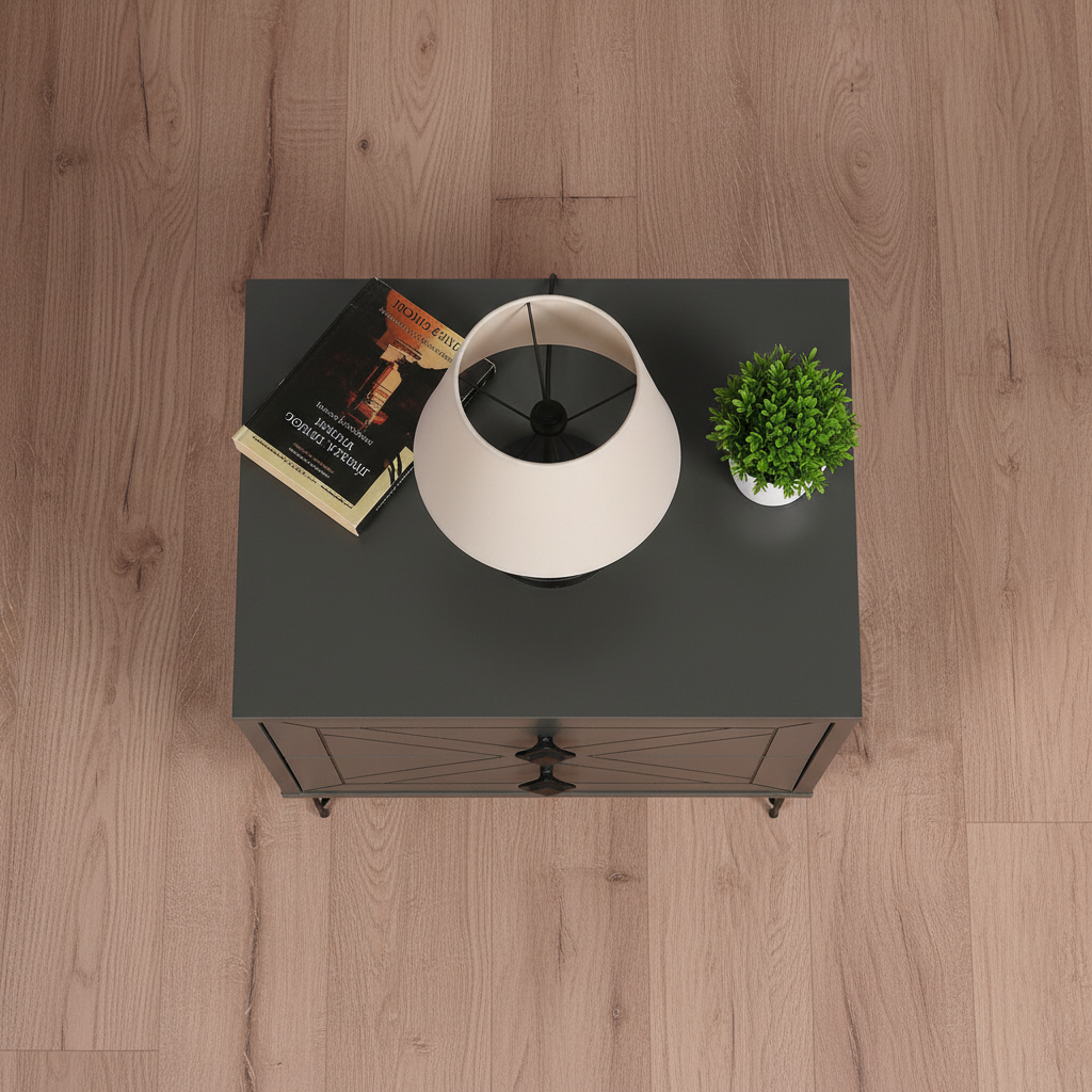 Nordic X-Pattern Bedside Table - top-down view