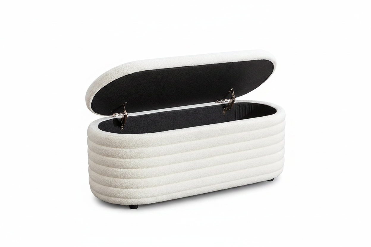 Oval Ribbed Storage Blanket Box