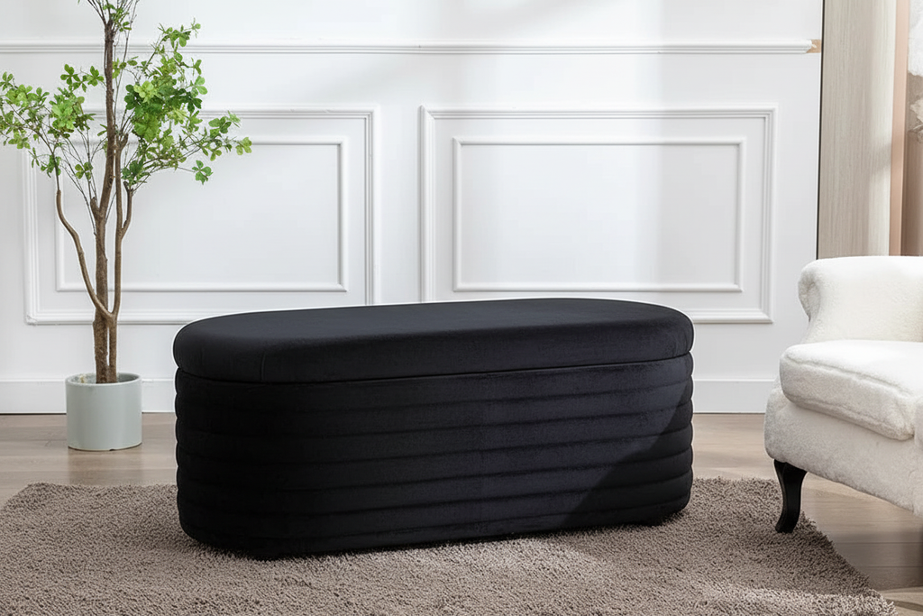 Oval Ribbed Storage Blanket Box