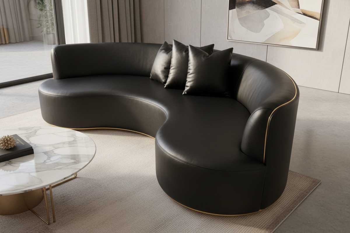 Head Leather Five-Seater Sofa