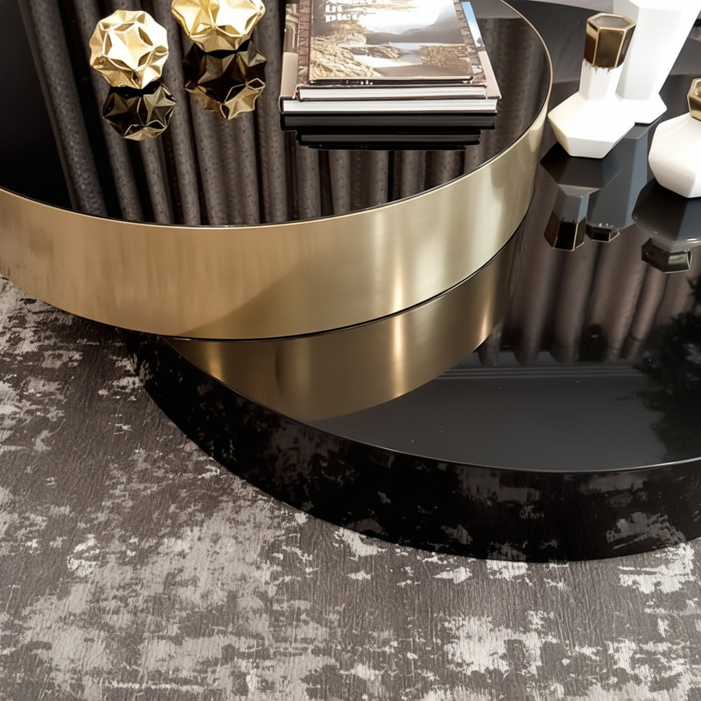 Eclipse Dual Circle Coffee Table - moody detail close-up