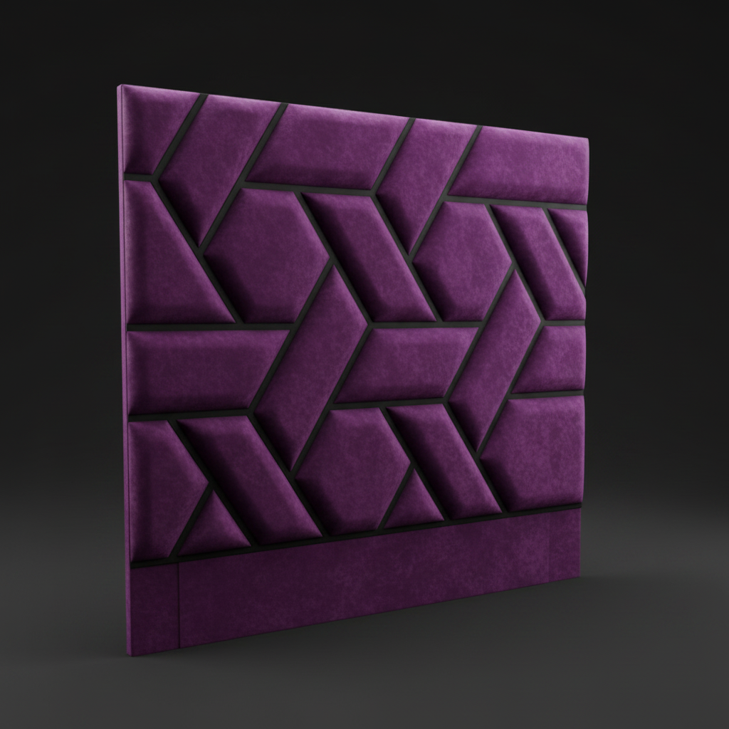 Geometric Diamond Tufted Headboard - Purple Velvet