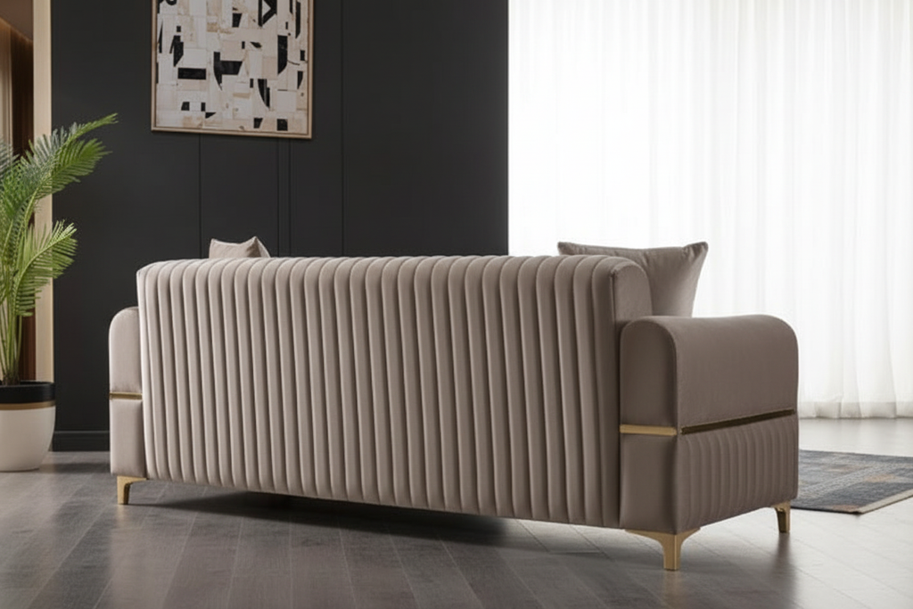 Luxe Channel Tufted Velvet Sofa