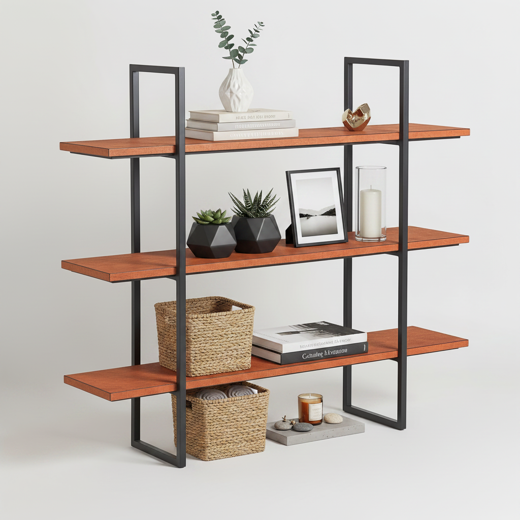Industrial 3-Tier Open Bookshelf