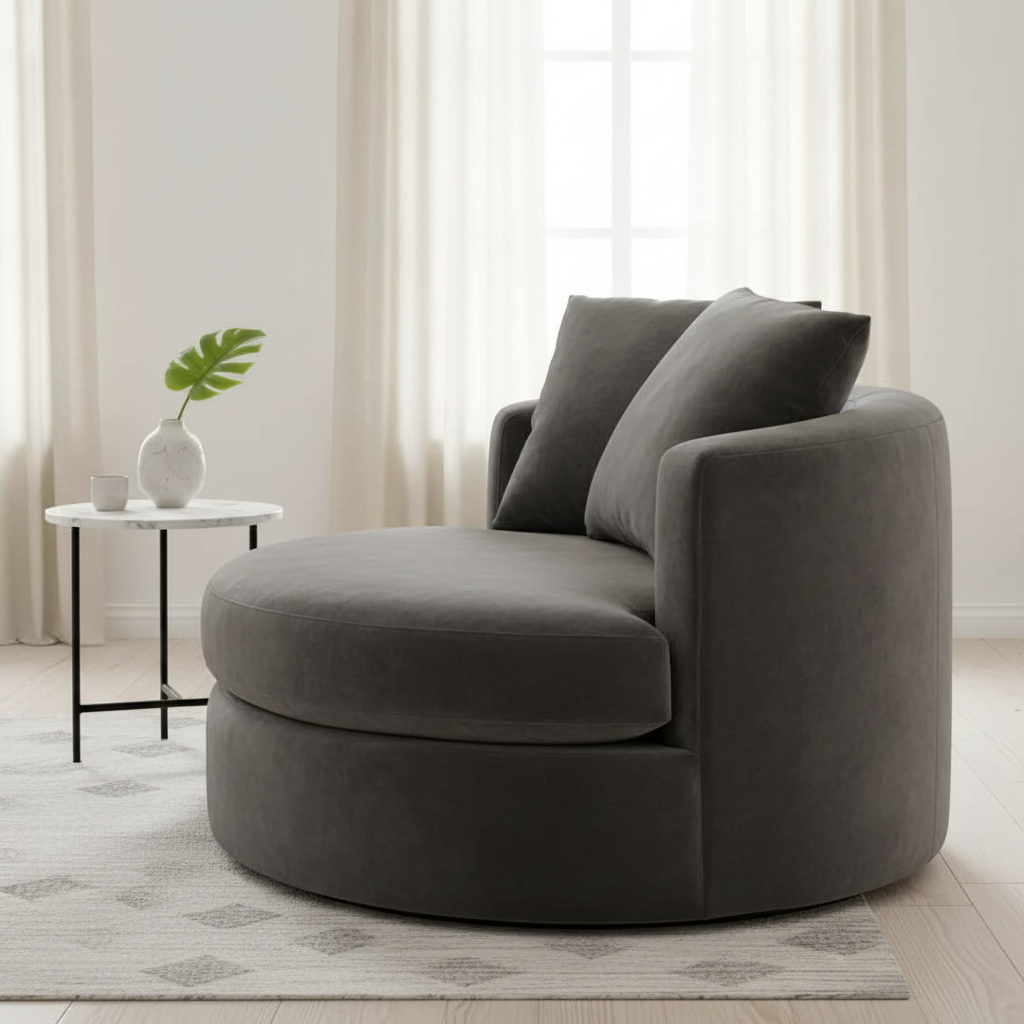 Round Barrel Swivel Accent Chair