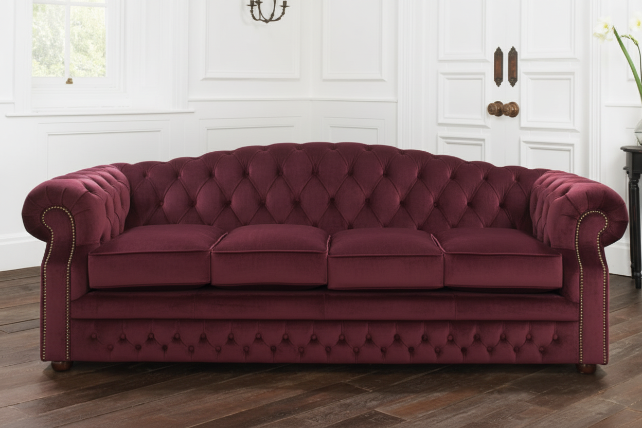 Churchill Chesterfield Sofa - burgundy velvet version