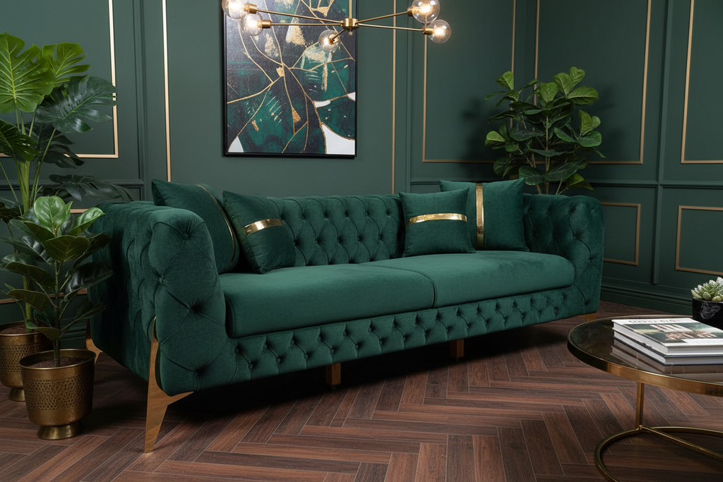 Chesterfield Luxury Sofa – Velvet & Leather