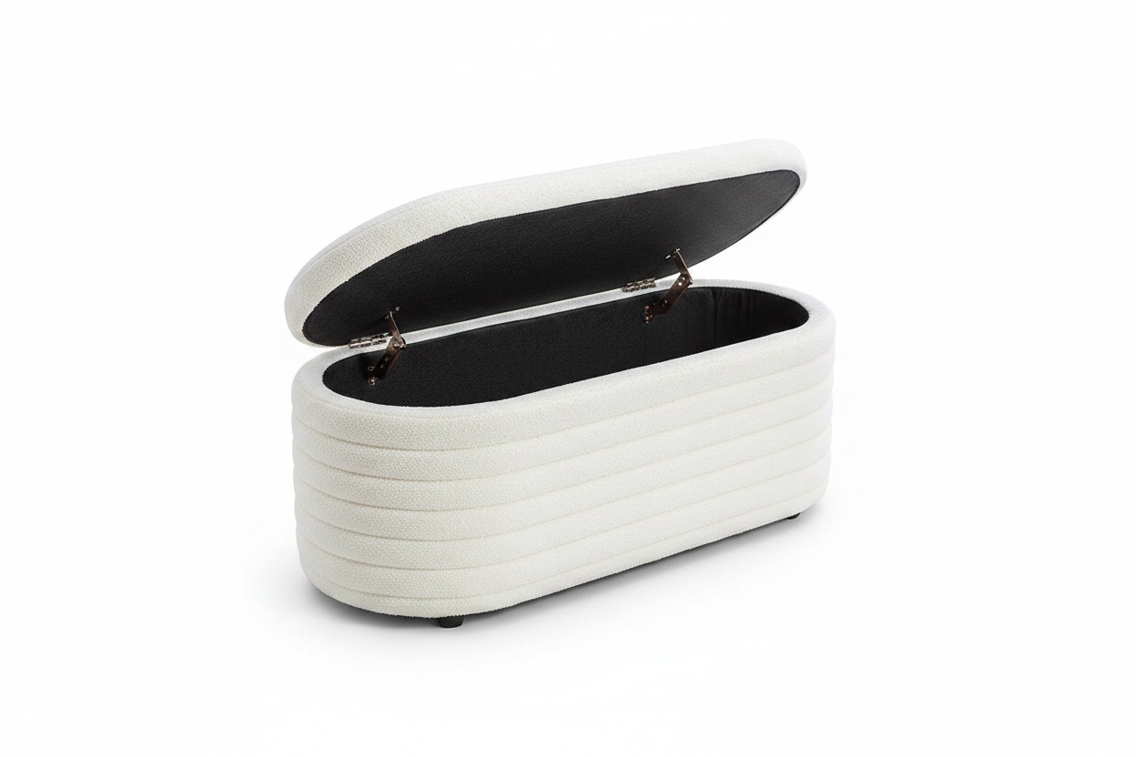 Oval Ribbed Storage Blanket Box