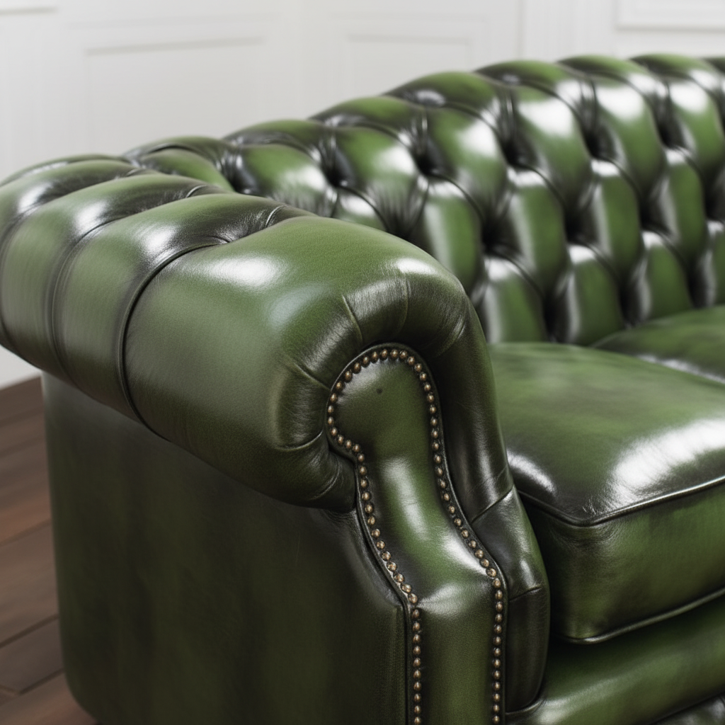 Churchill Chesterfield Sofa - button tufting and brass stud detail