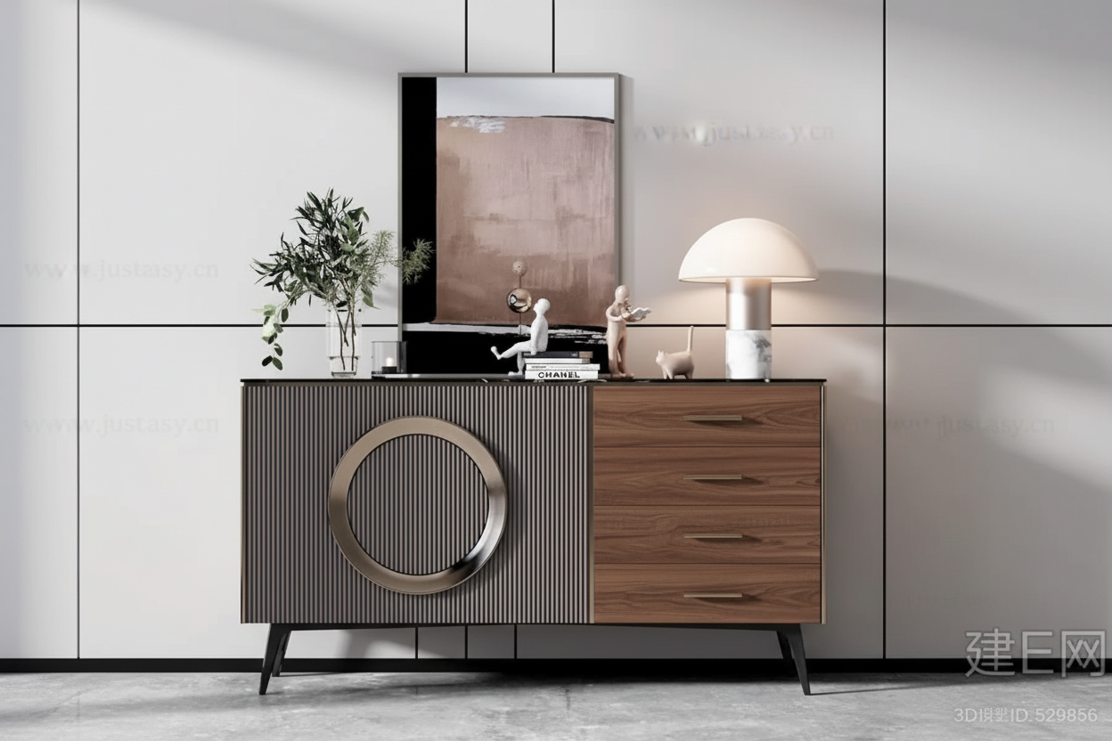 Orbis Ribbed Sideboard - Walnut Finish
