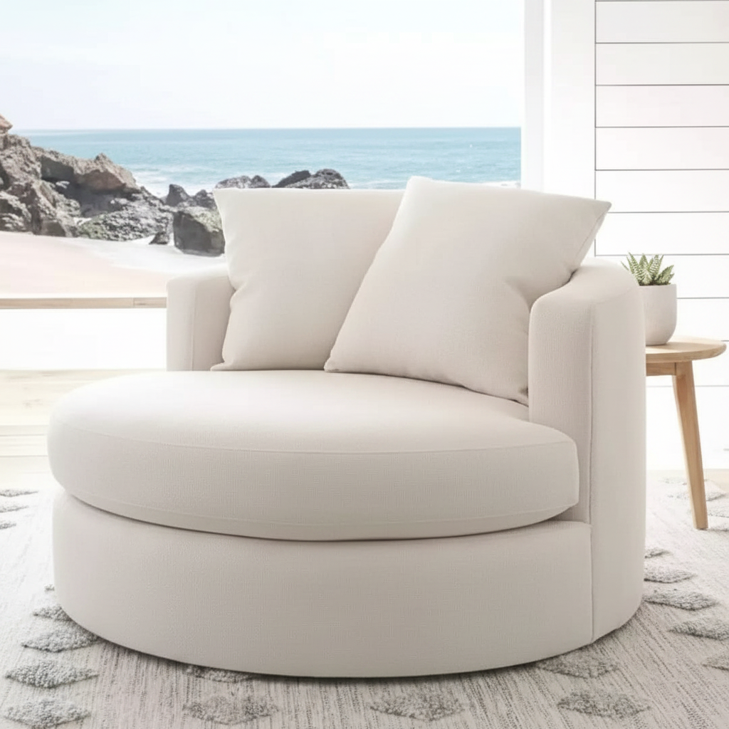 Round Barrel Swivel Accent Chair