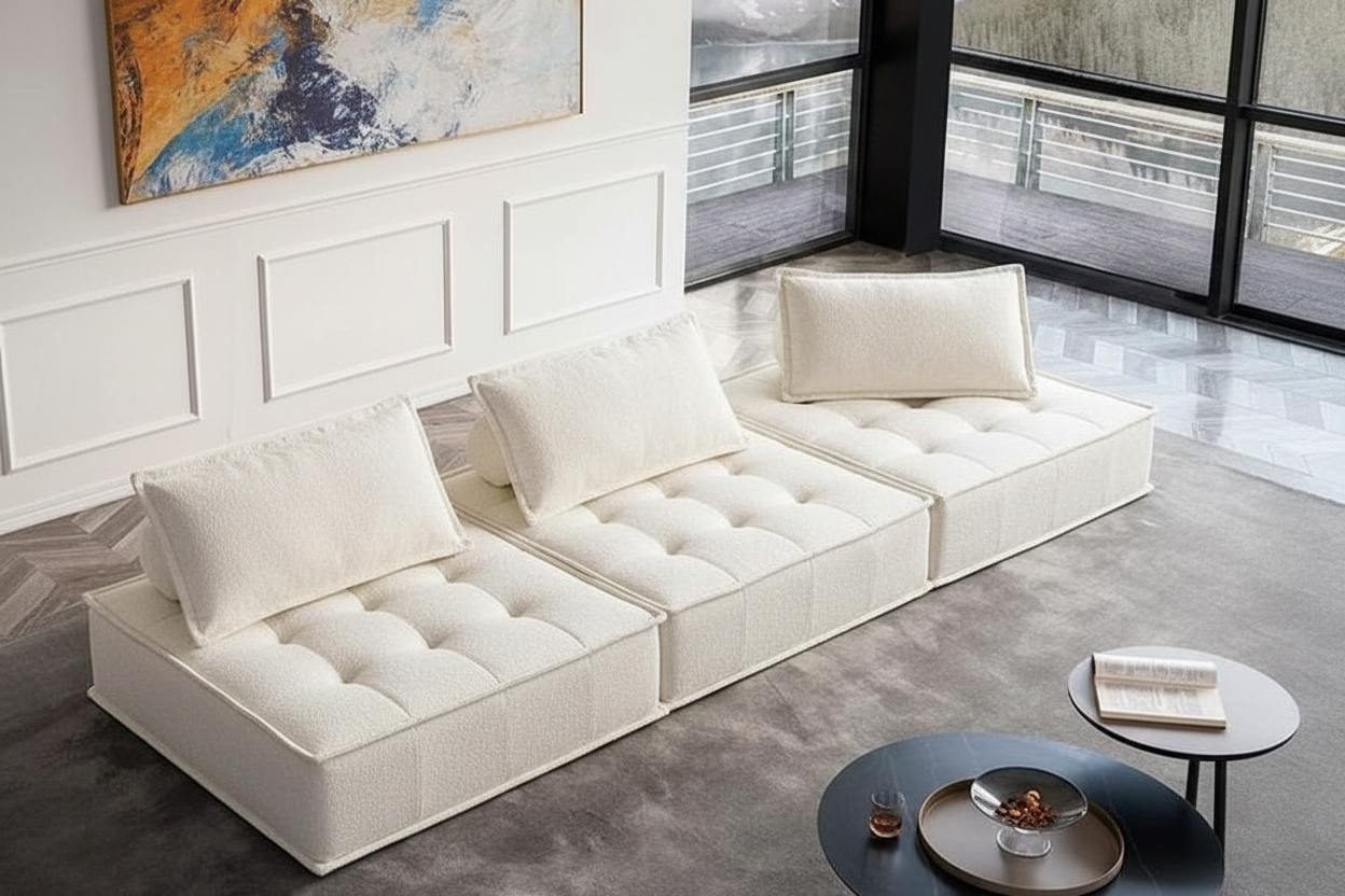 Zen Modular Floor Sofa - cream bouclé version