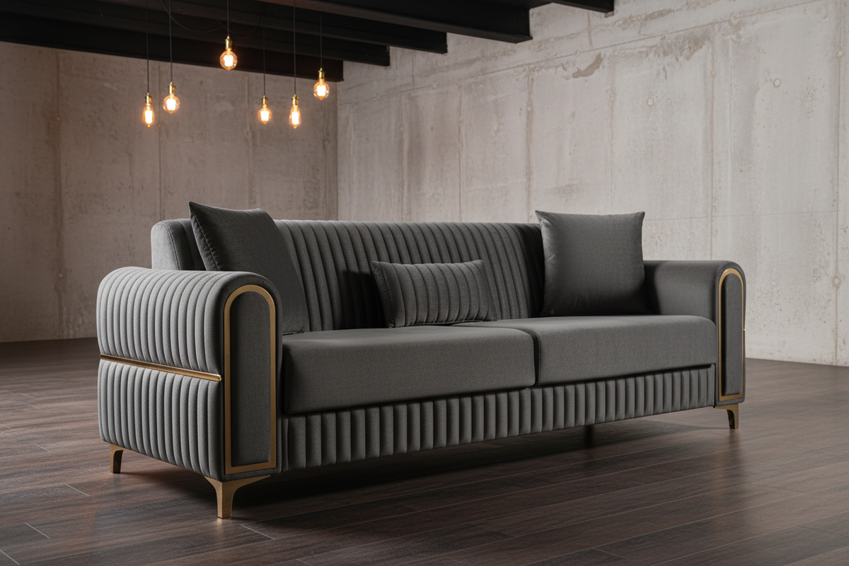 Luxe Channel Tufted Velvet Sofa