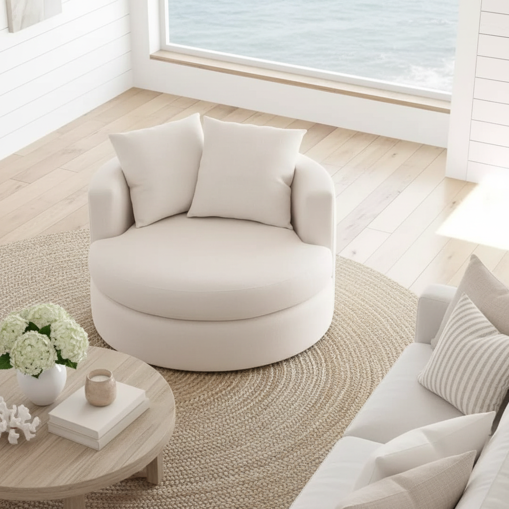 Round Barrel Swivel Accent Chair