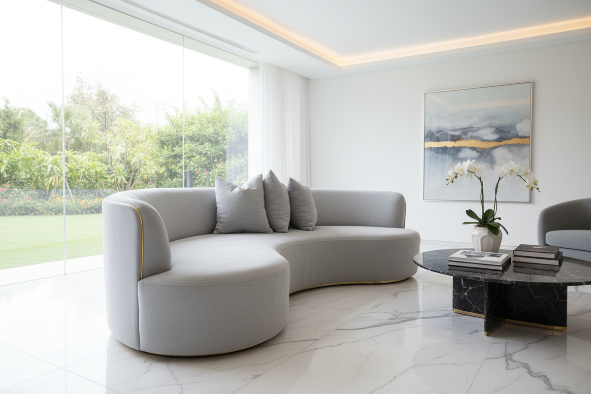 Head Leather Five-Seater Sofa