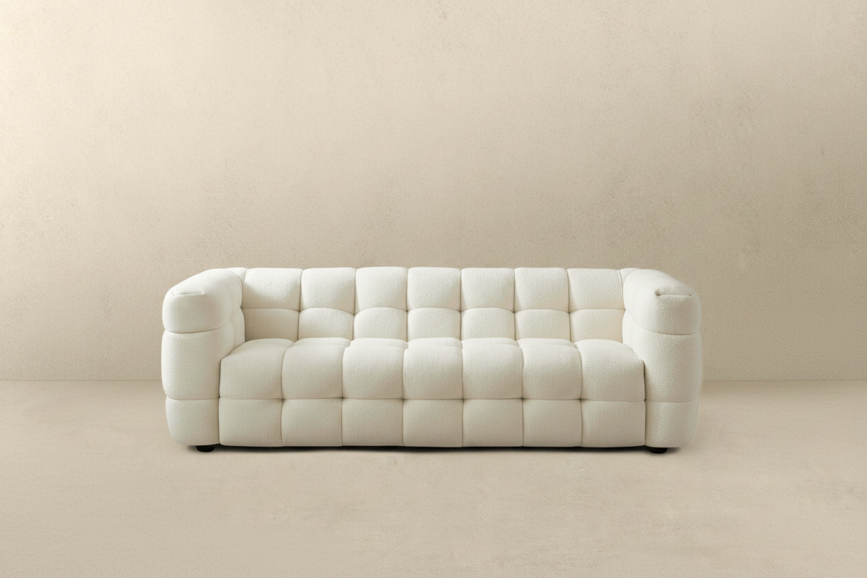Cube Bubble Tufted Sofa - full side profile view