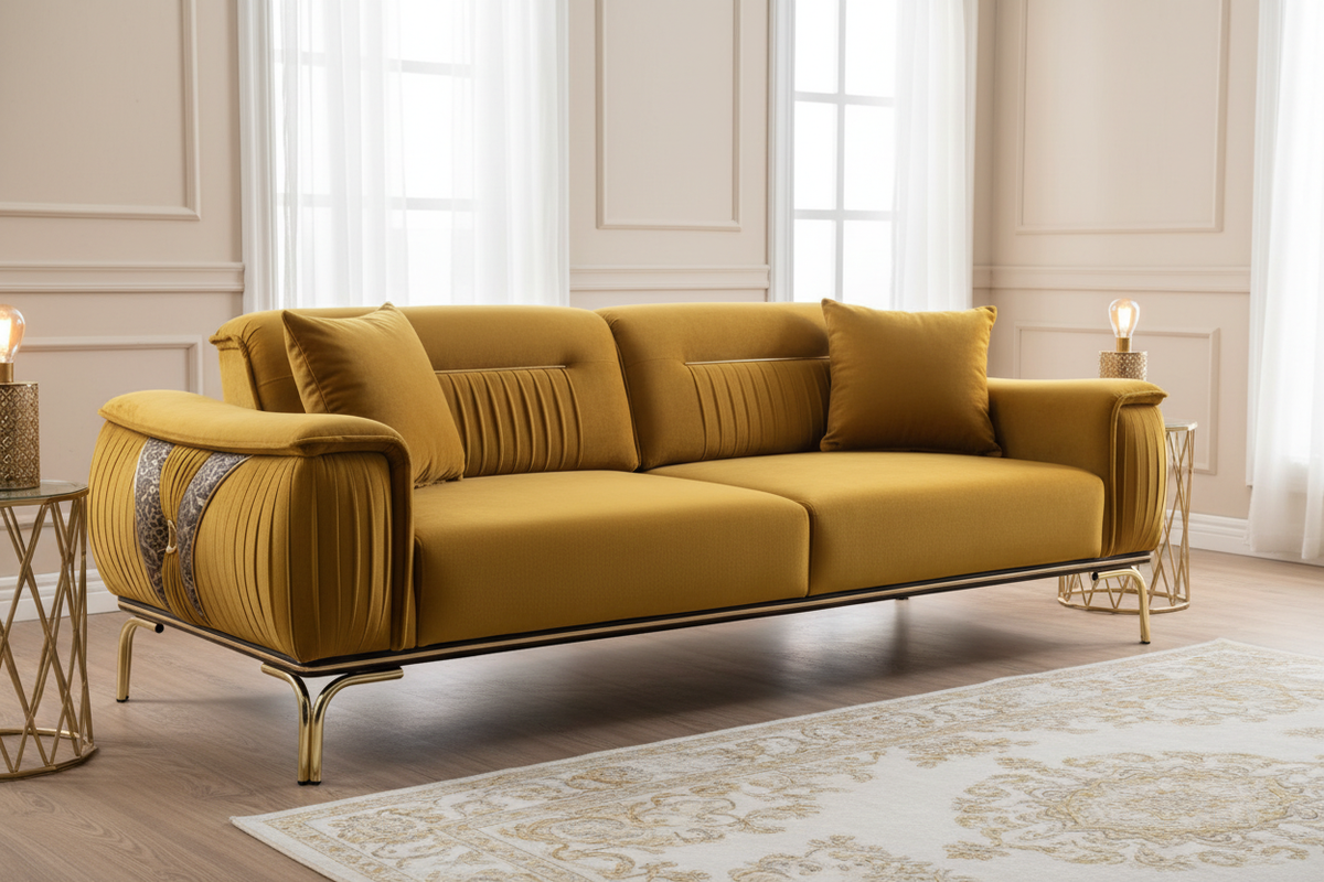 Versace-Style Pleated Sofa