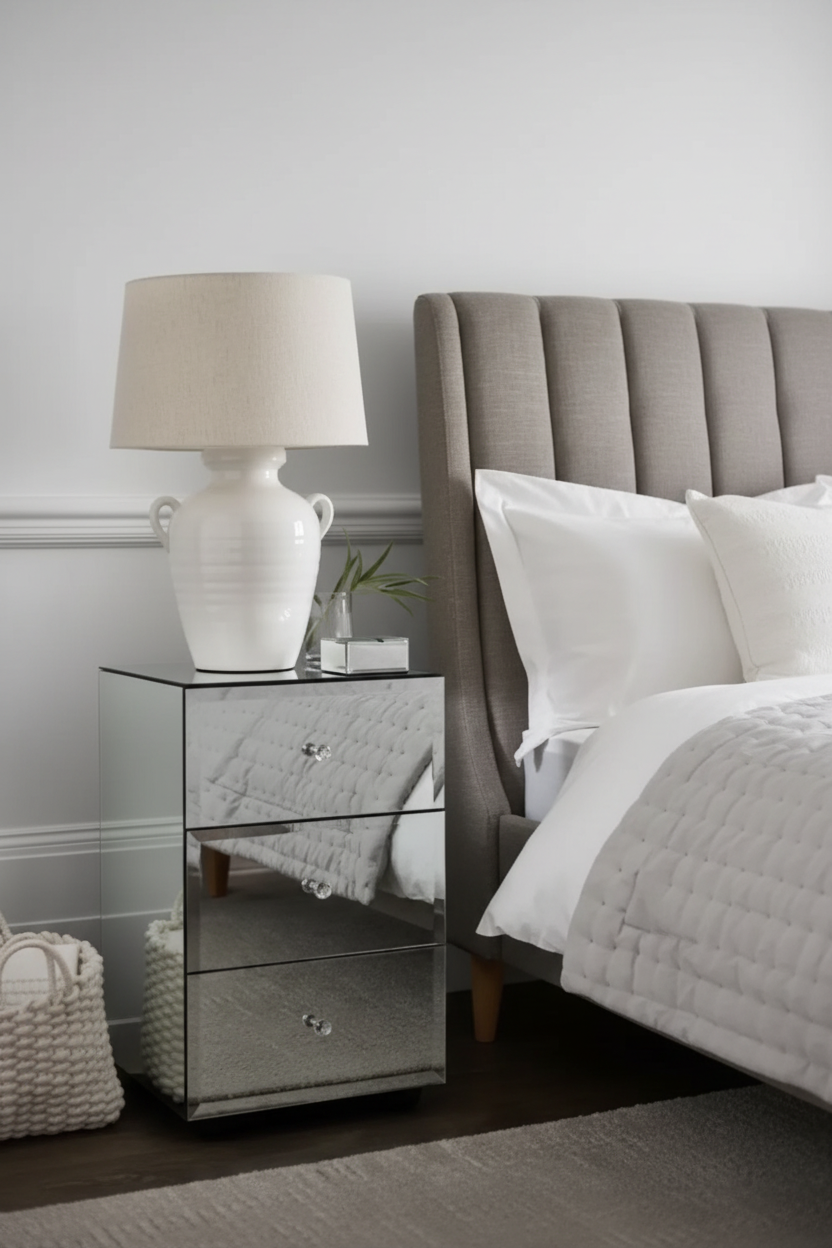 Pandora Mirrored Glass Side Table