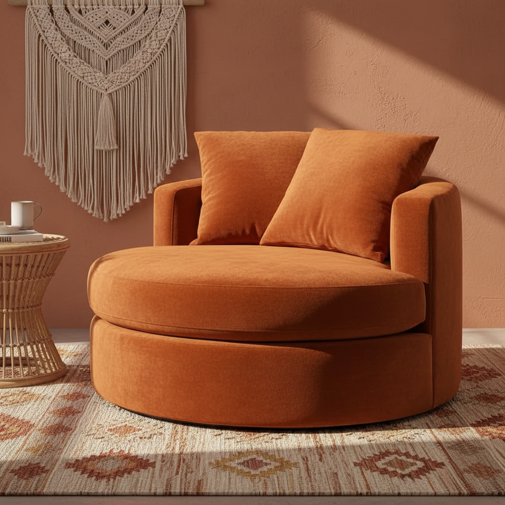 Round Barrel Swivel Accent Chair