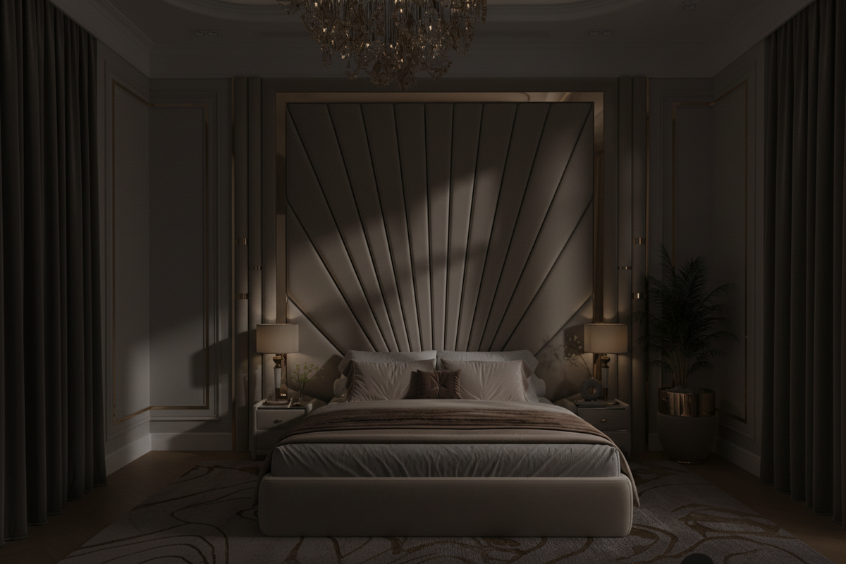 Luxury Fan Headboard Bedroom Suite
