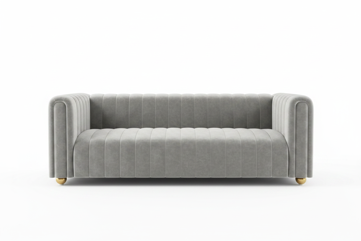 Channel Tufted Velvet Sofa