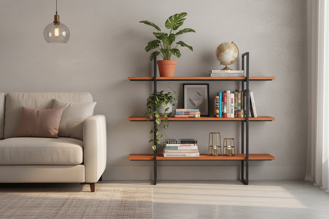 Industrial 3-Tier Open Bookshelf