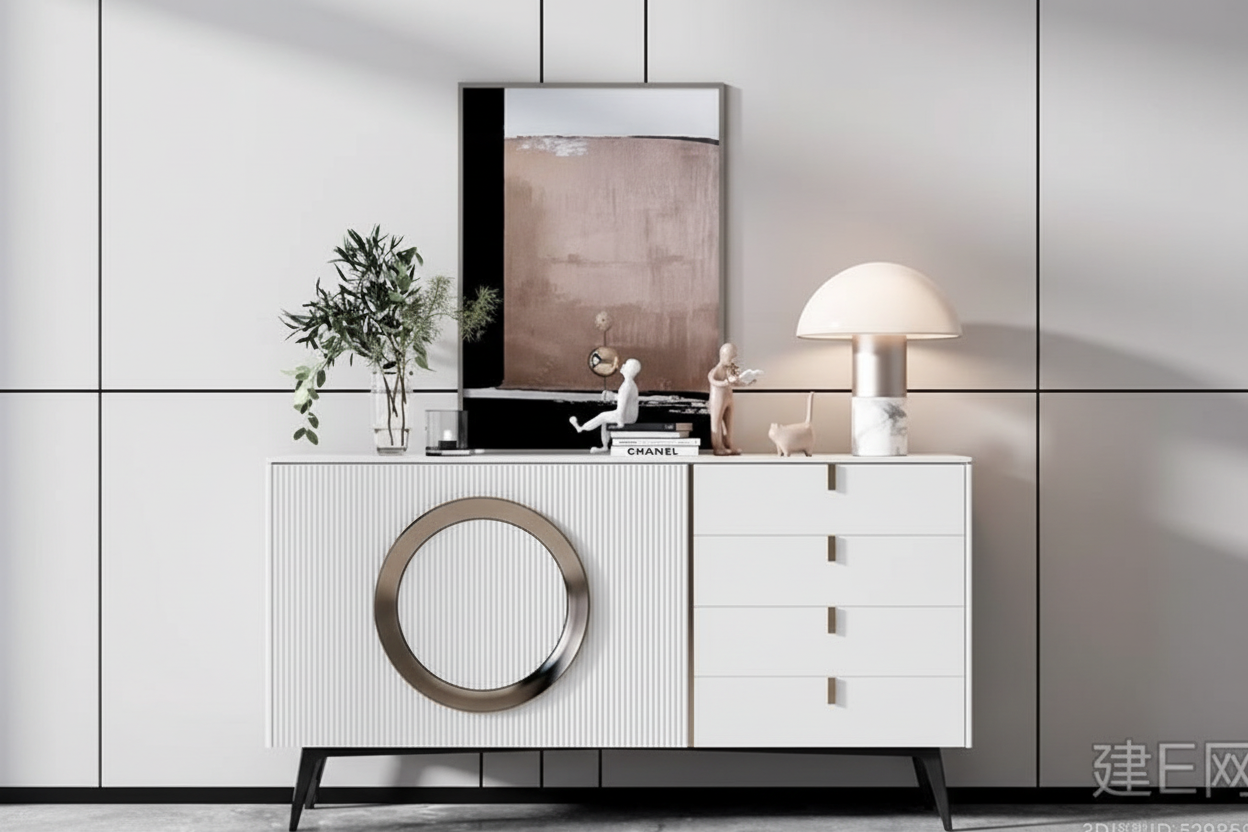 Orbis Ribbed Sideboard - White Finish