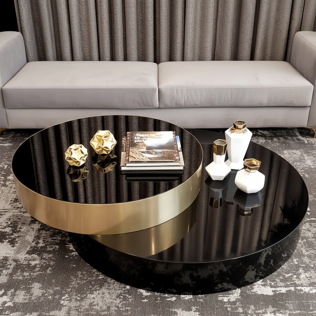 Eclipse Dual Circle Coffee Table - detail moody