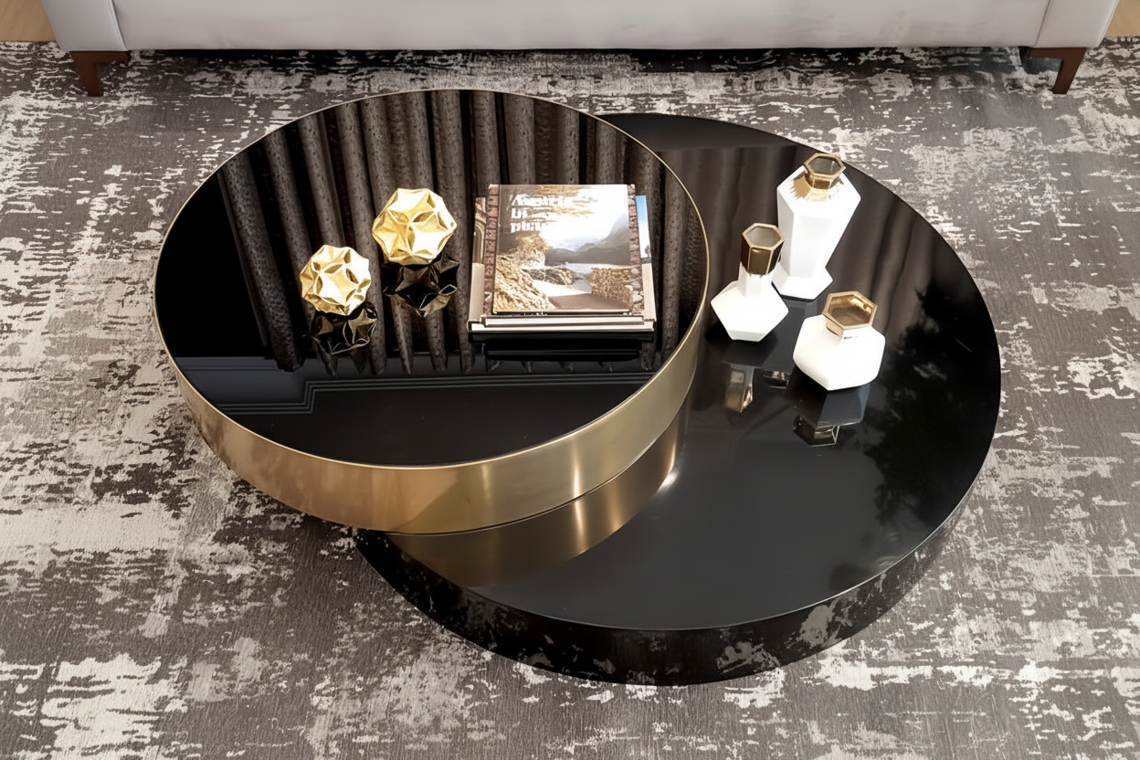 Eclipse Dual Circle Coffee Table - top view clear