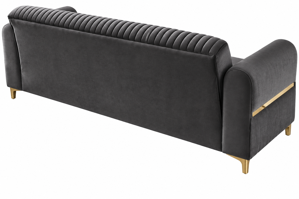 Luxe Channel Tufted Velvet Sofa